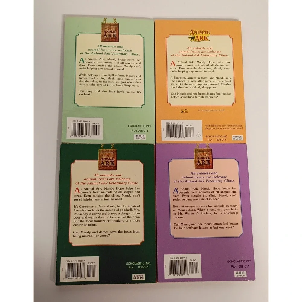 Animal Ark Lot of 4 Paperback Books Ben Baglio: Lamb, Puppies, Fox, Kittens
